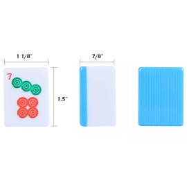 GUSTARIA Chinese Mahjong Set, Mahjong Game Set with 146 Numbered Large Tiles (1.5, Blue), Mahjong Tiles Set with Brown Carrying Case GUSTARIA Chinese Mahjong Set, Mahjong Game Set with 146 Numbered Large Tiles (1.5, Blue), Mahjong Tiles Set with Brown Carrying Case