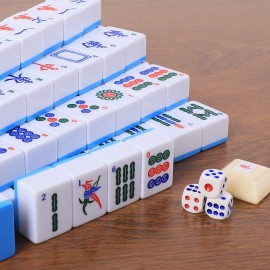 GUSTARIA Chinese Mahjong Set, Mahjong Game Set with 146 Numbered Large Tiles (1.5, Blue), Mahjong Tiles Set with Brown Carrying Case GUSTARIA Chinese Mahjong Set, Mahjong Game Set with 146 Numbered Large Tiles (1.5, Blue), Mahjong Tiles Set with Brown Carrying Case