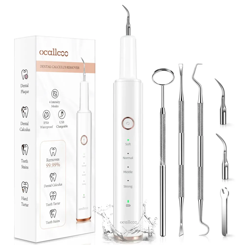 Plaque Remover for Teeth, Electric Tooth Cleaner Tartar Remover for Teeth with LED Light,4 Modes Rechargeable Teeth Cleaning Kit with Dental Tools, 2 Replaceable Heads (White A) Plaque Remover for Teeth, Electric Tooth Cleaner Tartar Remover for Teeth with LED Light,4 Modes Rechargeable Teeth Cleaning Kit with Dental Tools, 2 Replaceable Heads (White A)