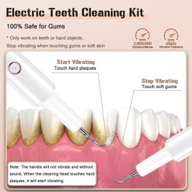 Plaque Remover for Teeth, Electric Tooth Cleaner Tartar Remover for Teeth with LED Light,4 Modes Rechargeable Teeth Cleaning Kit with Dental Tools, 2 Replaceable Heads (White A) Plaque Remover for Teeth, Electric Tooth Cleaner Tartar Remover for Teeth with LED Light,4 Modes Rechargeable Teeth Cleaning Kit with Dental Tools, 2 Replaceable Heads (White A)