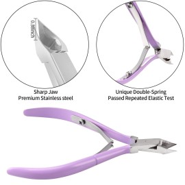 Cuticle Trimmer with Cuticle Pusher and Cutter-YINYIN Cuticle Nipper Professional Stainless Steel Cuticle Clippers Durable Pedicure Manicure Tools for Fingernails and Toenails(Purple)