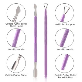 Cuticle Trimmer with Cuticle Pusher and Cutter-YINYIN Cuticle Nipper Professional Stainless Steel Cuticle Clippers Durable Pedicure Manicure Tools for Fingernails and Toenails(Purple)