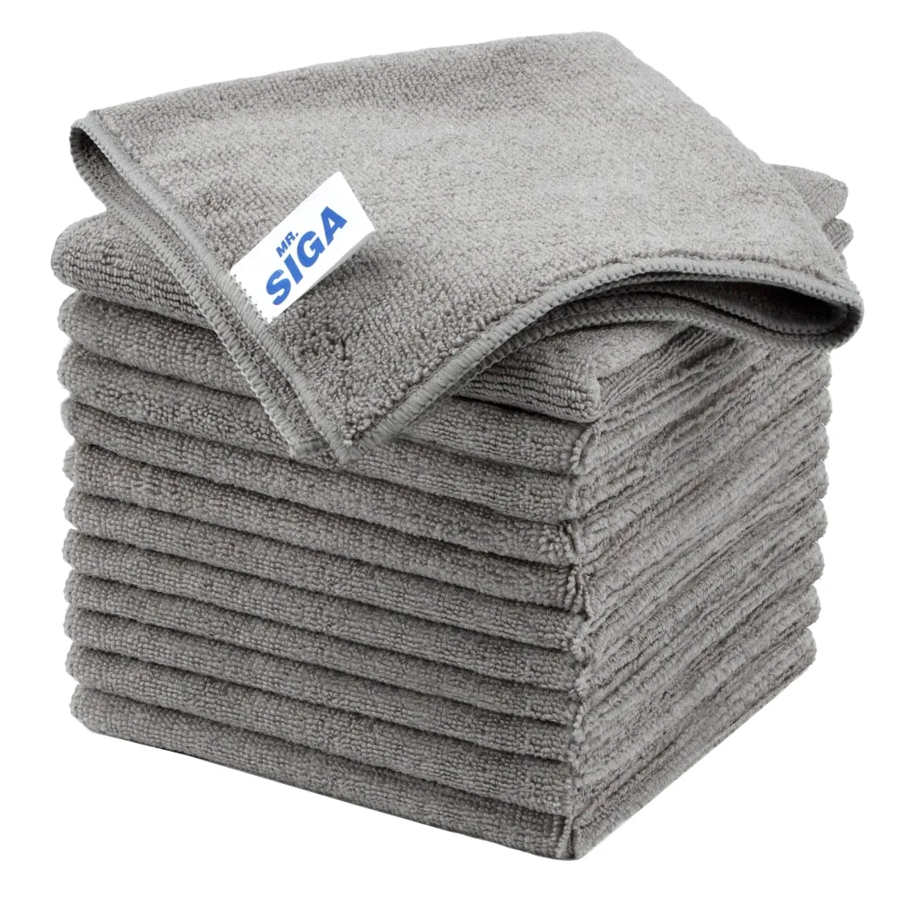 MR.SIGA Microfiber Cleaning Cloth, All-Purpose Microfiber Towels, Streak Free Cleaning Rags, Pack of 12, Grey, Size 32 x 32 cm(12.6 x 12.6 inch) MR.SIGA Microfiber Cleaning Cloth, All-Purpose Microfiber Towels, Streak Free Cleaning Rags, Pack of 12, Grey, Size 32 x 32 cm(12.6 x 12.6 inch)