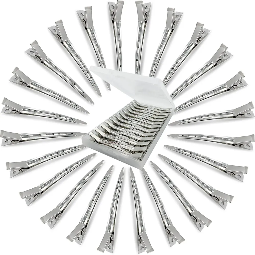 HiJeaton 24Pcs Metal Duck Billed Hair Clips for Women Styling Sectioning, Silver Hair Pins for Long Hair, Alligator Curl Loc Clips for Thick Hair Roller, Salon, Bows DIY HiJeaton 24Pcs Metal Duck Billed Hair Clips for Women Styling Sectioning, Silver Hair Pins for Long Hair, Alligator Curl Loc Clips for Thick Hair Roller, Salon, Bows DIY