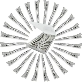 HiJeaton 24Pcs Metal Duck Billed Hair Clips for Women Styling Sectioning, Silver Hair Pins for Long Hair, Alligator Curl Loc Clips for Thick Hair Roller, Salon, Bows DIY HiJeaton 24Pcs Metal Duck Billed Hair Clips for Women Styling Sectioning, Silver Hair Pins for Long Hair, Alligator Curl Loc Clips for Thick Hair Roller, Salon, Bows DIY