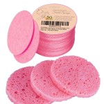 GAINWELL 50-Count Compressed Facial Sponges for Daily Facial Cleansing and Exfoliating, 100? Natural Cosmetic Spa Sponges for Makeup Remover, Reusable, Pink