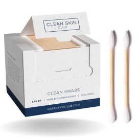 Clean Skin Club Clean Swabs | 500CT | One Pointed Tip | Biodegradable + Organic Cotton & Bamboo | Makeup & Nail Polish Touch-ups | Chlorine-Free & Hypoallergenic (500 count) Clean Skin Club Clean Swabs | 500CT | One Pointed Tip | Biodegradable + Organic Cotton & Bamboo | Makeup & Nail Polish Touch-ups | Chlorine-Free & Hypoallergenic (500 count)