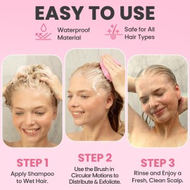 RELAXXO Scalp Massager Hair Growth - Exfoliator & Hair Scrubber for Scalp, Soft Bristles for Dandruff & Soothing Comfort, Shampoo Brush, Wet & Dry Use, Pink RELAXXO Scalp Massager Hair Growth - Exfoliator & Hair Scrubber for Scalp, Soft Bristles for Dandruff & Soothing Comfort, Shampoo Brush, Wet & Dry Use, Pink