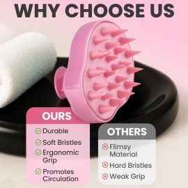 RELAXXO Scalp Massager Hair Growth - Exfoliator & Hair Scrubber for Scalp, Soft Bristles for Dandruff & Soothing Comfort, Shampoo Brush, Wet & Dry Use, Pink RELAXXO Scalp Massager Hair Growth - Exfoliator & Hair Scrubber for Scalp, Soft Bristles for Dandruff & Soothing Comfort, Shampoo Brush, Wet & Dry Use, Pink