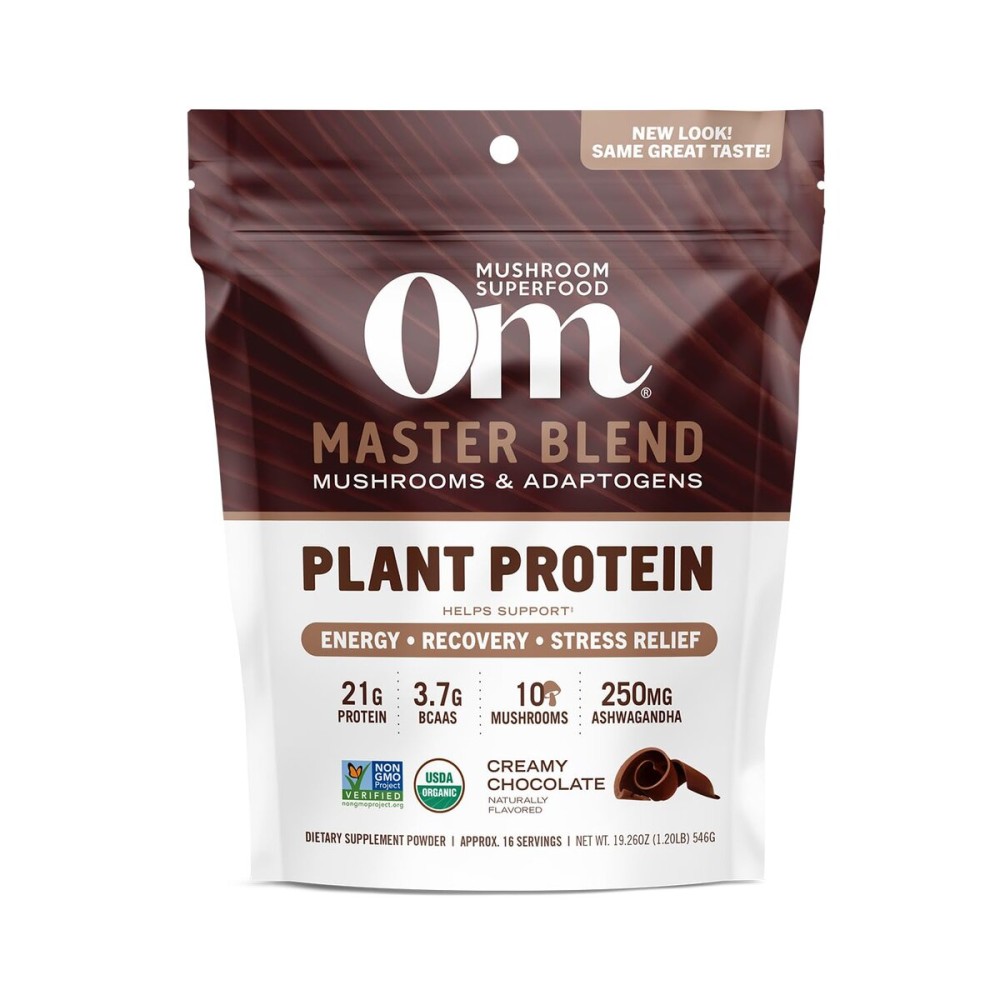 OM MUSHROOM SUPERFOOD Master Blend Creamy Chocolate Protein Powder, 16 Servings, Plant-Based with 10 Mushroom Complex for Recovery & Energy OM MUSHROOM SUPERFOOD Master Blend Creamy Chocolate Protein Powder, 16 Servings, Plant-Based with 10 Mushroom Complex for Recovery & Energy