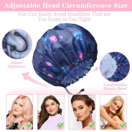 3 Pack Extra Large Double Layer Adjustable Shower Caps for Women, Waterproof Exterior & EVA Lining, Oversized Design for All Hair Lengths 3 Pack Extra Large Double Layer Adjustable Shower Caps for Women, Waterproof Exterior & EVA Lining, Oversized Design for All Hair Lengths