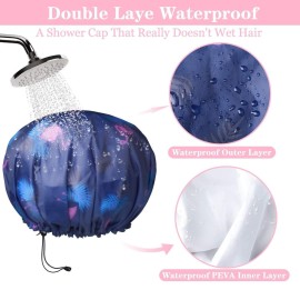 3 Pack Extra Large Double Layer Adjustable Shower Caps for Women, Waterproof Exterior & EVA Lining, Oversized Design for All Hair Lengths 3 Pack Extra Large Double Layer Adjustable Shower Caps for Women, Waterproof Exterior & EVA Lining, Oversized Design for All Hair Lengths