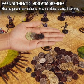 DND Metal Coins Set of 60 with Leather Pouch - Gaming Tokens, Pirate Treasure, Accessories & Props for Board Games, Dungeons and Dragons, Tabletop RPGs and LARP DND Metal Coins Set of 60 with Leather Pouch - Gaming Tokens, Pirate Treasure, Accessories & Props for Board Games, Dungeons and Dragons, Tabletop RPGs and LARP