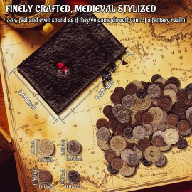 DND Metal Coins Set of 60 with Leather Pouch - Gaming Tokens, Pirate Treasure, Accessories & Props for Board Games, Dungeons and Dragons, Tabletop RPGs and LARP DND Metal Coins Set of 60 with Leather Pouch - Gaming Tokens, Pirate Treasure, Accessories & Props for Board Games, Dungeons and Dragons, Tabletop RPGs and LARP