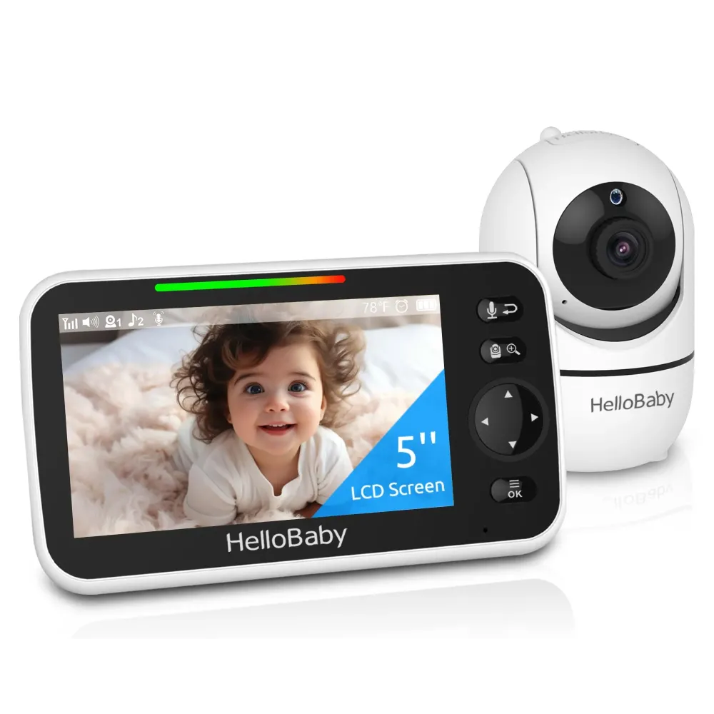 HelloBaby No WiFi Baby Monitor 5 Screen 30-Hour Battery Pan-Tilt-Zoom Video Upgrade with Camera and Audio, Night Vision, VOX, 2-Way Talk, 8 Lullabies and 1000ft Range HelloBaby No WiFi Baby Monitor 5 Screen 30-Hour Battery Pan-Tilt-Zoom Video Upgrade with Camera and Audio, Night Vision, VOX, 2-Way Talk, 8 Lullabies and 1000ft Range