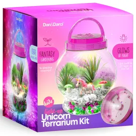 Dan&Darci Light-Up Unicorn Terrarium Kit for Kids - Kid Birthday Gifts - Best Unicorn Toys & Activities Kits Presents - Arts & Crafts for Little Girls & Boys Age 4 5 6 7 8-12 Year Old Girl Gift