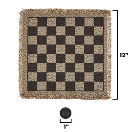 3-in-1 Mini Checkers Rug + Classic & Mega Tic Tac Toe - Portable Compact 12 x 12 Reversible Checkerboard Rug - Travel, Parties, Games on The Go, Family Board Game Night