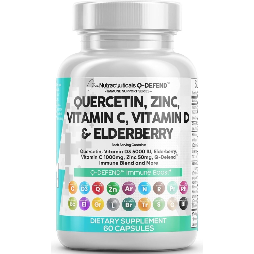 Clean Nutraceuticals Quercetin Zinc Vitamin C Vitamin D Bromelain Elderberry - Lung Immune Support Supplement Adults with Artemisinin, Sea Moss, Echinacea, Allergy Relief Clean Nutraceuticals Quercetin Zinc Vitamin C Vitamin D Bromelain Elderberry - Lung Immune Support Supplement Adults with Artemisinin, Sea Moss, Echinacea, Allergy Relief