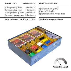 SMONEX Board Game Organizer Compatible with All of Splendor Board Game Expansion - Organizer Insert Suitable for Splendor Made from Strong Plywood