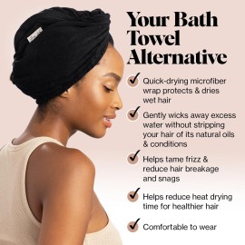 Kitsch Microfiber Hair Towel Wrap for Women - Microfiber Towel, Super Absorbent, Quick Dry, Anti-Frizz - for Long and Short Hairs, Turbans for Women, Hair Wrap - Black Kitsch Microfiber Hair Towel Wrap for Women - Microfiber Towel, Super Absorbent, Quick Dry, Anti-Frizz - for Long and Short Hairs, Turbans for Women, Hair Wrap - Black