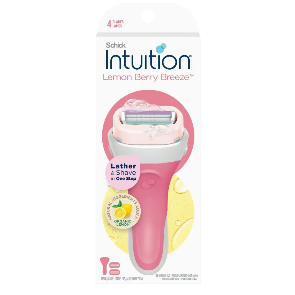 Schick Intuition Lemon Berry Breeze Razors for Women | 1 Razor & 2 Intuition Razor Blades Refill with Organic Lemon Schick Intuition Lemon Berry Breeze Razors for Women | 1 Razor & 2 Intuition Razor Blades Refill with Organic Lemon