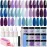 AZUREBEAUTY Dip Powder Nail Kit Starter, 20 Colors Purple Blue Glitter Dipping Powder Recycling Tray Essential Liquid Set Base Top Coat Activator French Dip Nails Art Manicure Beginner Salon 31 Pcs