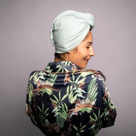 KISMETICS - Tee Shirt Drying Wrap, Frizz Free, Soft & Lightweight&Flexible, Hair Drying Turban, Gentle Drying Towel Wrap with Button, for Long Hair (Sage)