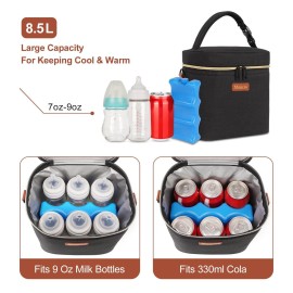 Mancro Breastmilk Cooler Bag with Ice Pack, Fits 6 Baby Bottles Up to 9 Ounce Insulated Bottle Bag, Breast Milk on The go Strap, for Nursing Mom Daycare, Black Mancro Breastmilk Cooler Bag with Ice Pack, Fits 6 Baby Bottles Up to 9 Ounce Insulated Bottle Bag, Breast Milk on The go Strap, for Nursing Mom Daycare, Black