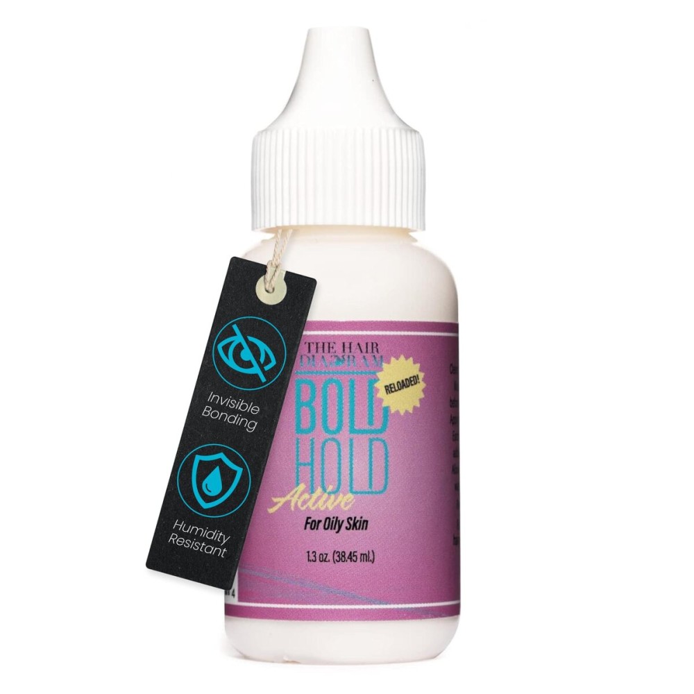 The Hair Diagram - Bold Hold Active Reloaded - Strong Hold Glue for Wigs and Hair Systems - Invisible Bonding - Formulated for Oily Skin - Non Toxic - Humidity Resistant & Water- Resistant -1.3oz The Hair Diagram - Bold Hold Active Reloaded - Strong Hold Glue for Wigs and Hair Systems - Invisible Bonding - Formulated for Oily Skin - Non Toxic - Humidity Resistant & Water- Resistant -1.3oz