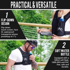 REVALI Running Vest, USA Original Patent, Zip Reflective Running Vests with 500ml Hydration Bottle, Adjustable Waistband & Breathable Material, Chest Pack Gear Phone Holder for Running, Men & Women REVALI Running Vest, USA Original Patent, Zip Reflective Running Vests with 500ml Hydration Bottle, Adjustable Waistband & Breathable Material, Chest Pack Gear Phone Holder for Running, Men & Women