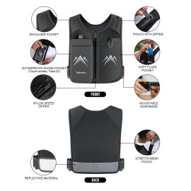 REVALI Running Vest, USA Original Patent, Zip Reflective Running Vests with 500ml Hydration Bottle, Adjustable Waistband & Breathable Material, Chest Pack Gear Phone Holder for Running, Men & Women REVALI Running Vest, USA Original Patent, Zip Reflective Running Vests with 500ml Hydration Bottle, Adjustable Waistband & Breathable Material, Chest Pack Gear Phone Holder for Running, Men & Women