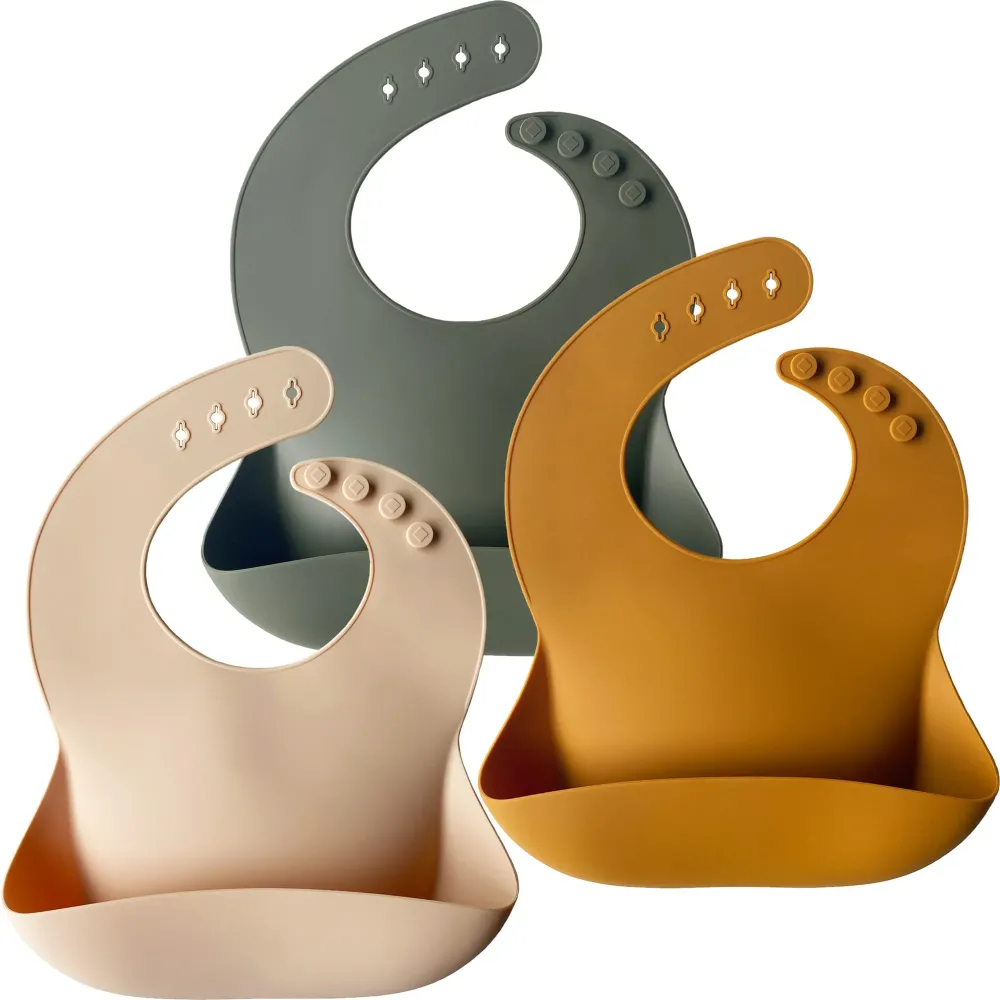 Moonkie Silicone Bibs Set Of 3, BPA Free Soft Adjustable Fit Waterproof Feeding Bibs for Babies and Toddlers(Cream/Buck/Olive Green) Moonkie Silicone Bibs Set Of 3, BPA Free Soft Adjustable Fit Waterproof Feeding Bibs for Babies and Toddlers(Cream/Buck/Olive Green)