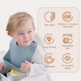 Moonkie Silicone Bibs Set Of 3, BPA Free Soft Adjustable Fit Waterproof Feeding Bibs for Babies and Toddlers(Cream/Buck/Olive Green) Moonkie Silicone Bibs Set Of 3, BPA Free Soft Adjustable Fit Waterproof Feeding Bibs for Babies and Toddlers(Cream/Buck/Olive Green)