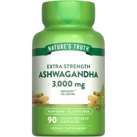 Nature\'s Truth Ashwagandha Capsules | 3000mg | 90 Count | Extra Strength | with Black Pepper | Non-GMO & Gluten Free Supplement
