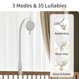 FEISIKE Crib Mobile Motor, Baby Music Box Spinner with 3 ModesSpin Only, Music Only, Spin & Music 0-100 Volume Control,35 Lullabies,Portable Sound Machine,Auto-Off 30 Minutes, Battery Operated FEISIKE Crib Mobile Motor, Baby Music Box Spinner with 3 ModesSpin Only, Music Only, Spin & Music 0-100 Volume Control,35 Lullabies,Portable Sound Machine,Auto-Off 30 Minutes, Battery Operated