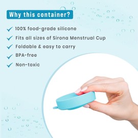 Sirona Menstrual Cups Container Foldable Sterilizing Silicone - 1 Unit | Microwave Friendly | Foldable Menstrual Cup Sterilizer | BPA Free and Non-Toxic | for Camping, Public Restrooms