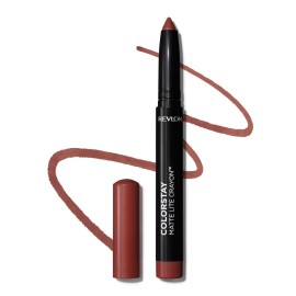 REVLON ColorStay Matte Lite Crayon Lipstick with Built-in Sharpener, Smudge-proof, Water-Resistant Non-Drying Lipcolor, 003 Souffl All Day, 0.049 oz