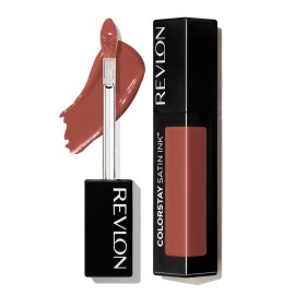 REVLON ColorStay Satin Ink Crown Jewels Liquid Lipstick, Longlasting & Waterproof Lipcolor, Moisturizing Creamy Formula Infused with Black Currant Seed Oil, 038 Citrine Queen, 0.17 fl oz.
