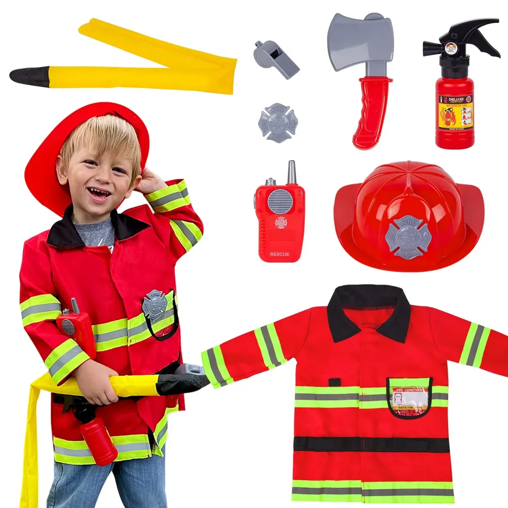 Liberry Fireman Costume for Kids 3 4 5 Years Old, Firefighter Tools with Fire Extinguisher, Pretend Play Toy Gift for Toddler Boys & Girls Liberry Fireman Costume for Kids 3 4 5 Years Old, Firefighter Tools with Fire Extinguisher, Pretend Play Toy Gift for Toddler Boys & Girls