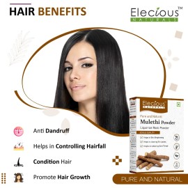 Elecious Mulethi Powder for Face, Hair, Eating, Yashtimadhu Powder, Liquorice (Licorice) Powder for Skin Edible Hair and Skin Care Natural, Preservative-Free 200gm Elecious Mulethi Powder for Face, Hair, Eating, Yashtimadhu Powder, Liquorice (Licorice) Powder for Skin Edible Hair and Skin Care Natural, Preservative-Free 200gm