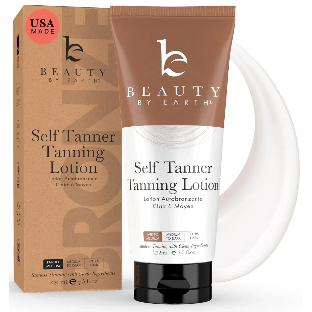 Tanning Lotion Self Tanner - USA Made with Natural and Organic Ingredients Non Toxic Sunless Browning Lotion, Best Gradual Tanner for Men and Women, Streak-Free Fake Tan, Fair to Medium Tanning Lotion Self Tanner - USA Made with Natural and Organic Ingredients Non Toxic Sunless Browning Lotion, Best Gradual Tanner for Men and Women, Streak-Free Fake Tan, Fair to Medium