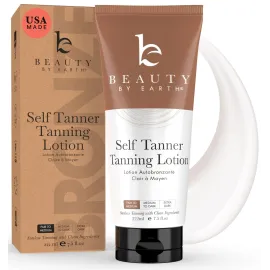 Tanning Lotion Self Tanner - USA Made with Natural and Organic Ingredients Non Toxic Sunless Browning Lotion, Best Gradual Tanner for Men and Women, Streak-Free Fake Tan, Fair to Medium