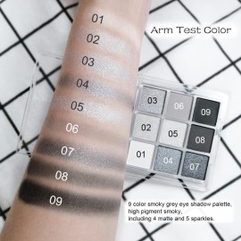 AMY\'S DIARY Black Smokey Silver Glitter Shimmer Eye Eyeshadow Makeup Palette,9 Colors Cool Toned Matte Glitter Make Up Black Radiance Eyeshadow Palette Sombras De Ojos Profesional(A)