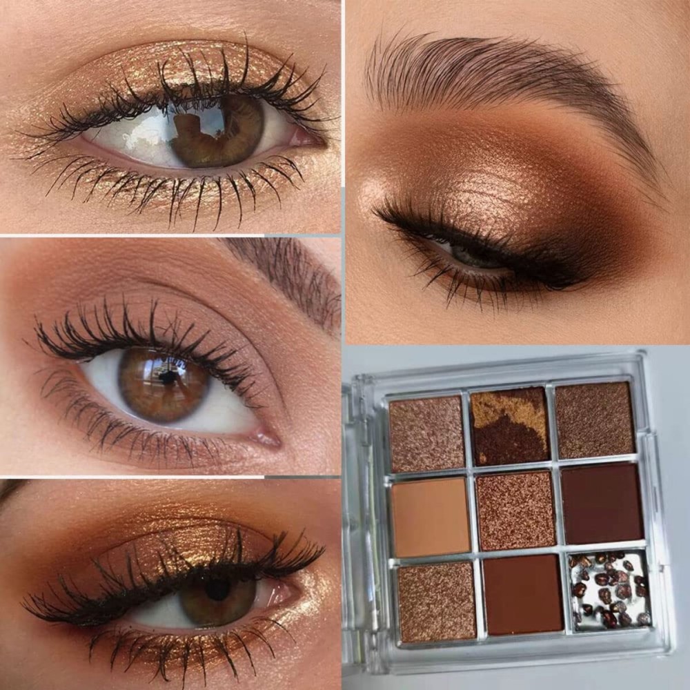 AMY\'S DIARY Dark Brown EyeShadow Palette, Copper Eyeshadow glitter brown matte Shimmer Makeup,Hazel Eyes Eyeshadow Palette,smokey eye eyeshadow palette waterproof Long Lasting