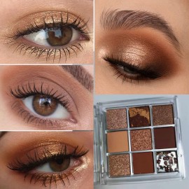 AMY\'S DIARY Dark Brown EyeShadow Palette, Copper Eyeshadow glitter brown matte Shimmer Makeup,Hazel Eyes Eyeshadow Palette,smokey eye eyeshadow palette waterproof Long Lasting