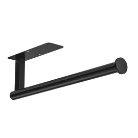 ASTOFLI Paper Towel Holder Under Cabinet No Drilling, Self Adhesive Paper Towel Holder Wall Mount for Kitchen Rack, Under Counter Napin Holder No Drill, RV, 304 Stainless Steel 12 Inch Matte Black
