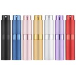 Tekson 7PCS 8ml Travel Perfume Atomizer Refillable, Mini Cologne Spray Bottle Empty, Small Aftershave Sprayer for Liquid Dispenser (Seven Colors)