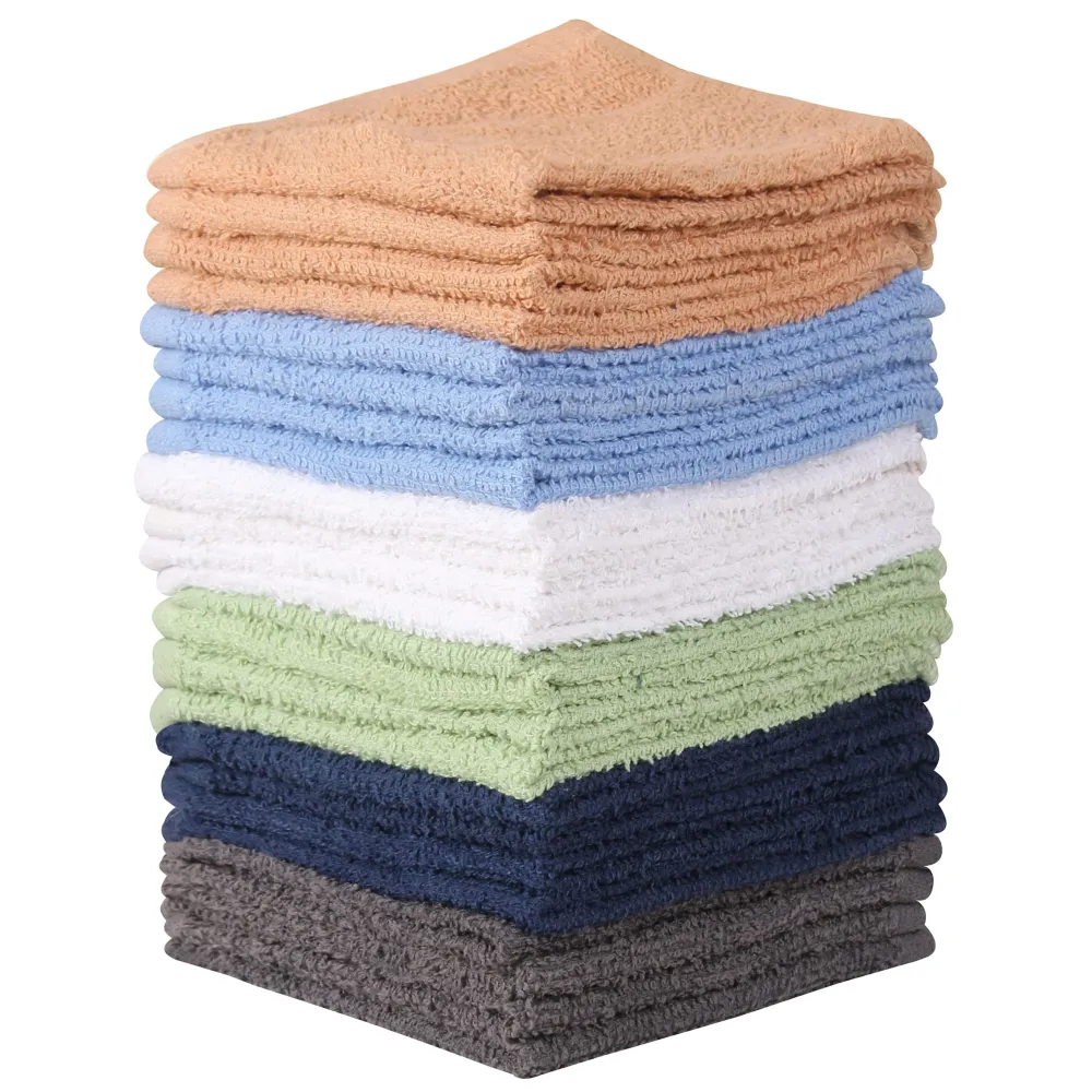 Towel and Linen Mart 100% Cotton - 24 Pack Wash Cloth Set - Flannel Face Cloths, Highly Absorbent and Soft Feel Fingertip Towels (Multi, Pack of 24) Towel and Linen Mart 100% Cotton - 24 Pack Wash Cloth Set - Flannel Face Cloths, Highly Absorbent and Soft Feel Fingertip Towels (Multi, Pack of 24)