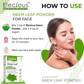 Elecious 100% Natural Neem Powder Margosa, Azadirachta Indica Leaf Powder Ideal for Face Pack and Hair Chemical Free Hair Cleanser for Healthy Hair 200gm Elecious 100% Natural Neem Powder Margosa, Azadirachta Indica Leaf Powder Ideal for Face Pack and Hair Chemical Free Hair Cleanser for Healthy Hair 200gm