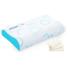 MLILY Kids Pillow for Sleeping, Adjustable Kids Memory Foam Pillow for Bed Set, Breathable and Cooling Pillows for Kids Boy Girl, CertiPUR-US Certified, 12x20 Inch, Blue